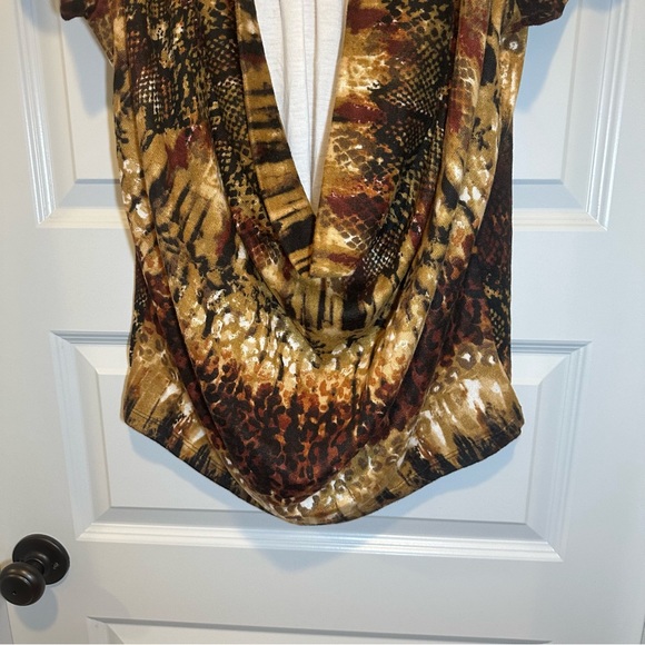 Mix & Co Brown Knit Layered Look Short Sleeve Blouse 1X - Picture 8 of 8